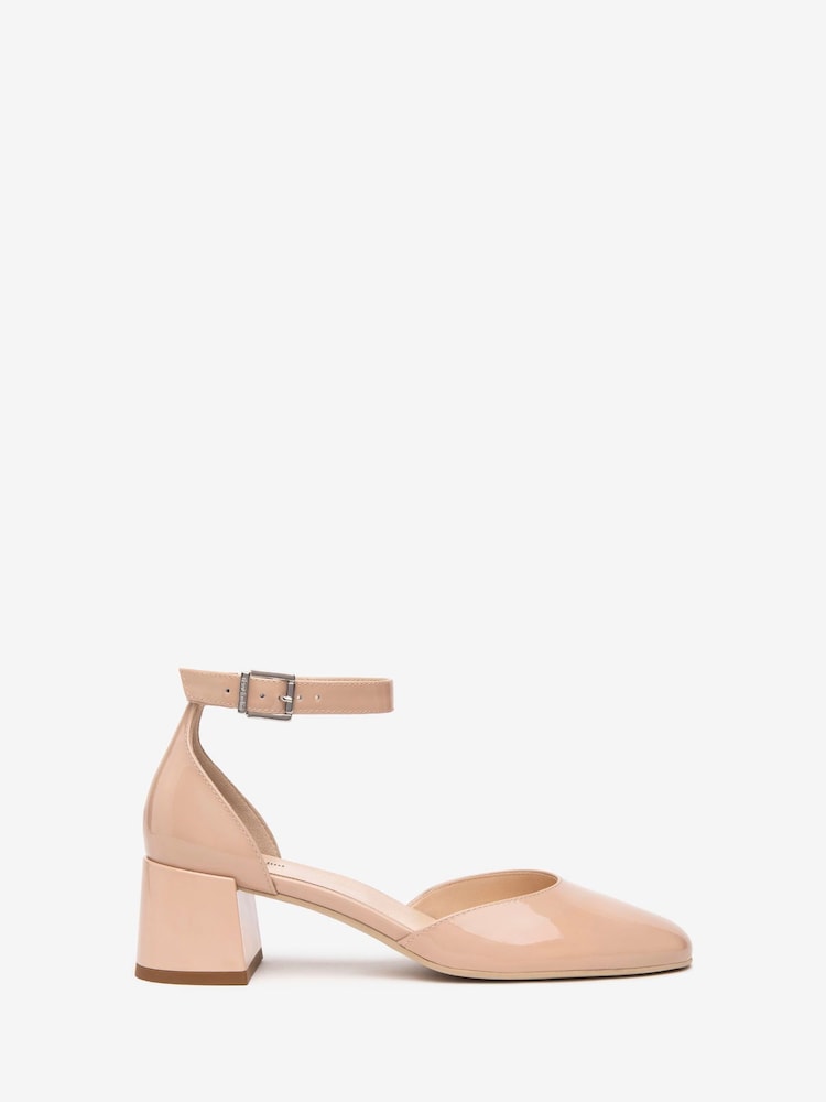 NeroGiardini Pink Leather Ankle Strap Block Heels - Image 1 of 5