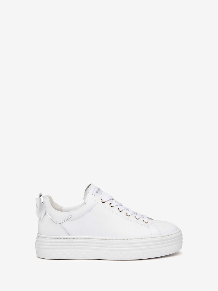 NeroGiardini White Leather Bow Platform Trainers - Image 2 of 5
