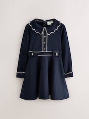 Baker by Ted Baker Navy Scallop Edge Collared Ponte Dress - Image 1 of 7