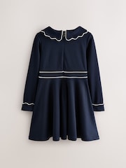 Baker by Ted Baker Navy Scallop Edge Collared Ponte Dress - Image 2 of 7