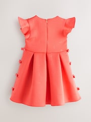 Baker by Ted Baker Coral Pink Side Bow Detail Embossed Scuba Dress - Image 2 of 5