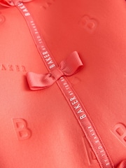 Baker by Ted Baker Coral Pink Side Bow Detail Embossed Scuba Dress - Image 4 of 5