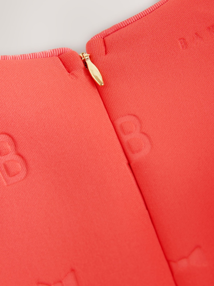 Baker by Ted Baker Coral Pink Side Bow Detail Embossed Scuba Dress - Image 5 of 5