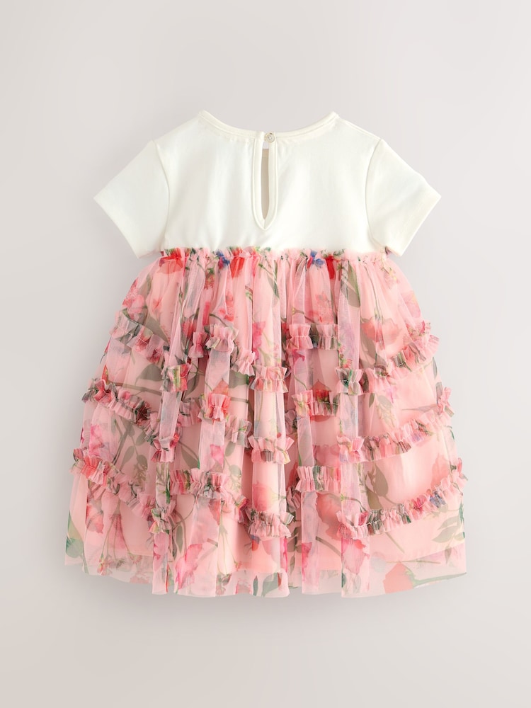 Baker by Ted Baker Pink Printed Ruffle Mesh Mockable Dress - Imagen 2 de 5 Baker by Ted Baker Pink Printed Ruffle Mesh Mockable Dress - Imagen 2 de 5