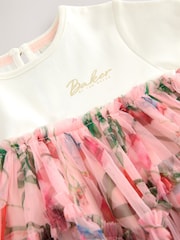 Baker by Ted Baker Pink Printed Ruffle Mesh Mockable Dress - Image 3 of 5