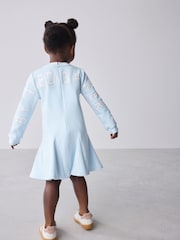 Baker by Ted Baker Blue Godet Varsity Back Print Dress - Image 3 of 17