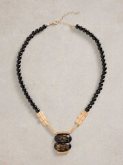 White Stuff Black Petunia Abstract Bead Necklace - Image 1 of 2