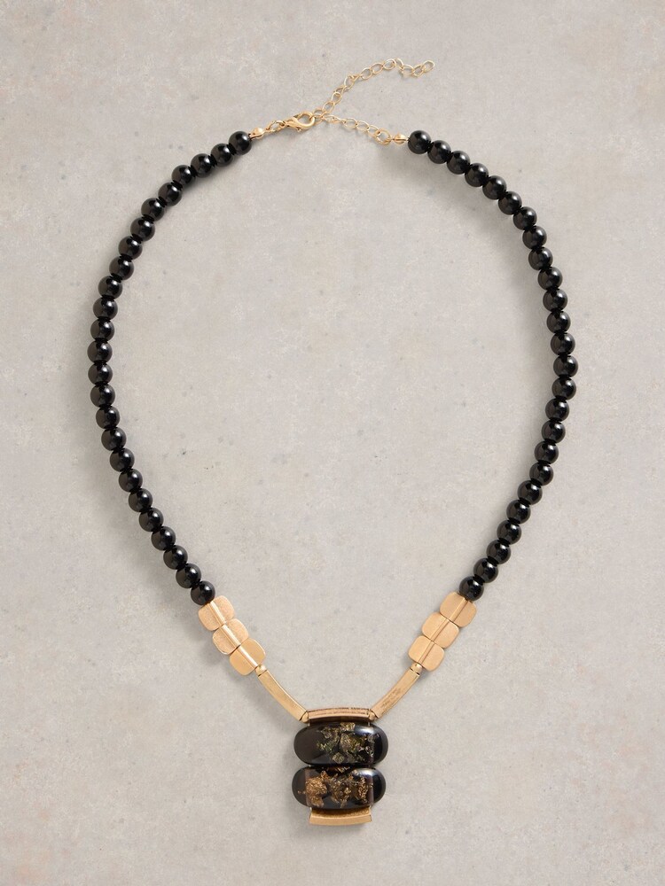 White Stuff Black Petunia Abstract Bead Necklace - Image 1 of 2