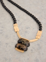 White Stuff Black Petunia Abstract Bead Necklace - Image 2 of 2