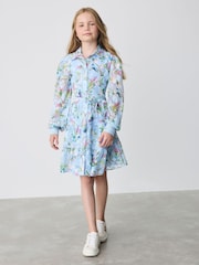 Baker by Ted Baker Blue Printed Woven Shirt Dress - Image 1 of 4