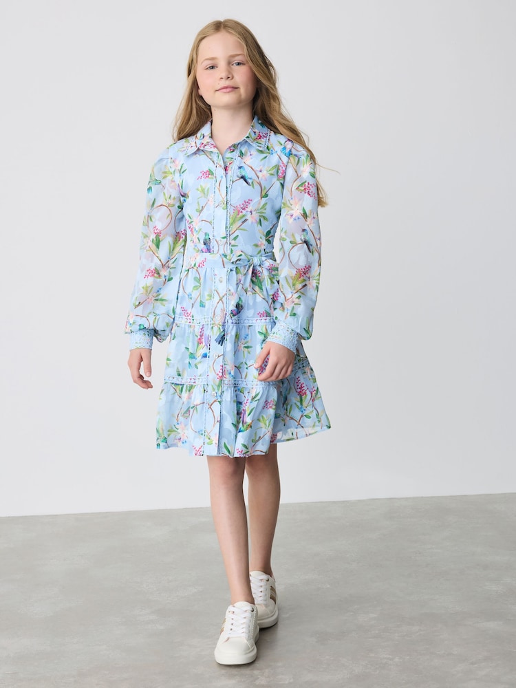 Baker by Ted Baker Blue Printed Woven Shirt Dress - Imagen 1 de 8 Baker by Ted Baker Blue Printed Woven Shirt Dress - Imagen 1 de 8