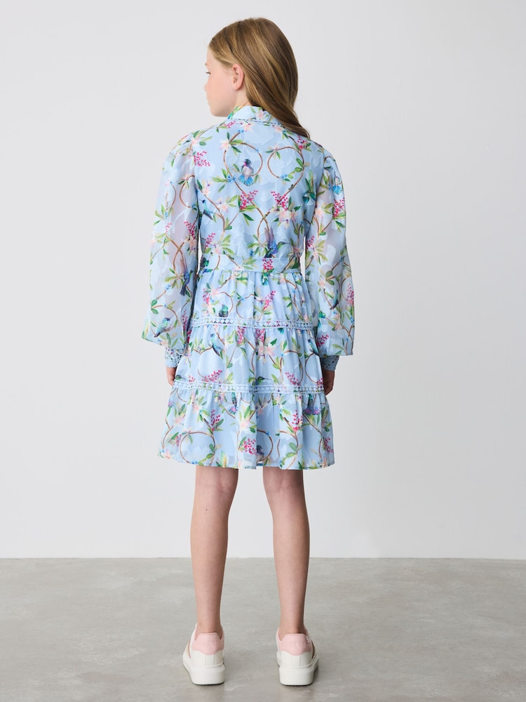 Baker by Ted Baker Blue Printed Woven Shirt Dress - Image 2 of 4