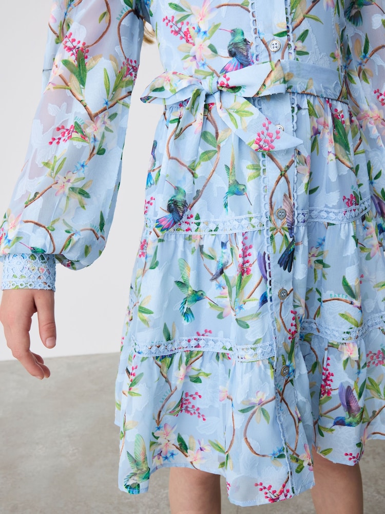 Baker by Ted Baker Blue Printed Woven Shirt Dress - Image 3 of 8