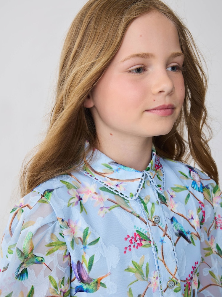 Baker by Ted Baker Blue Printed Woven Shirt Dress - Image 4 of 4