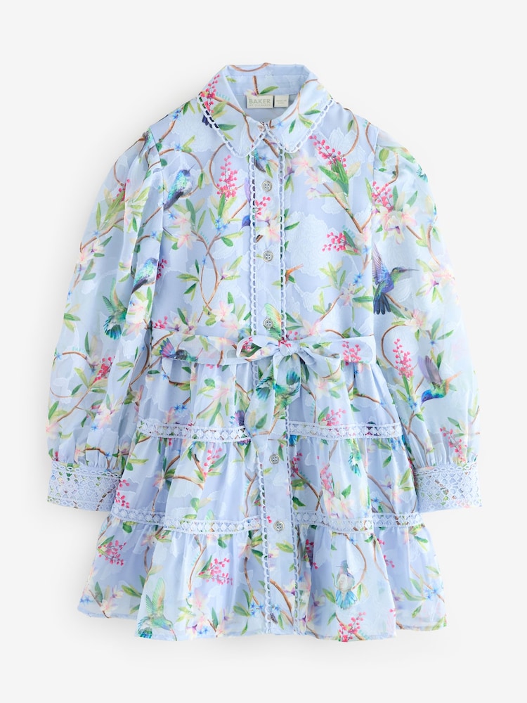 Baker by Ted Baker Blue Printed Woven Shirt Dress - Image 5 of 8