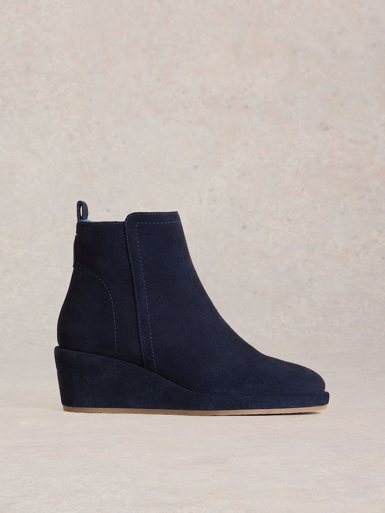 White Stuff Blue Luna Suede Wedge Ankle Boots - Image 1 of 4