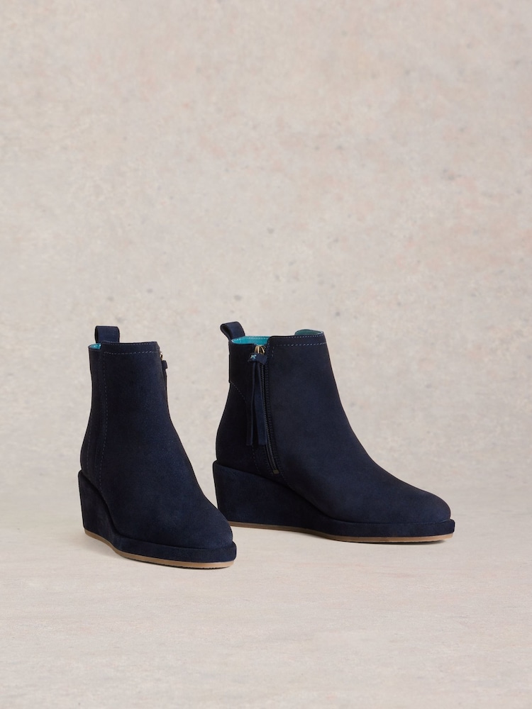 White Stuff Blue Luna Suede Wedge Ankle Boots - Image 2 of 4 White Stuff Blue Luna Suede Wedge Ankle Boots - Image 2 of 4