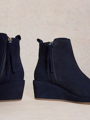 White Stuff Blue Luna Suede Wedge Ankle Boots - Image 4 of 4