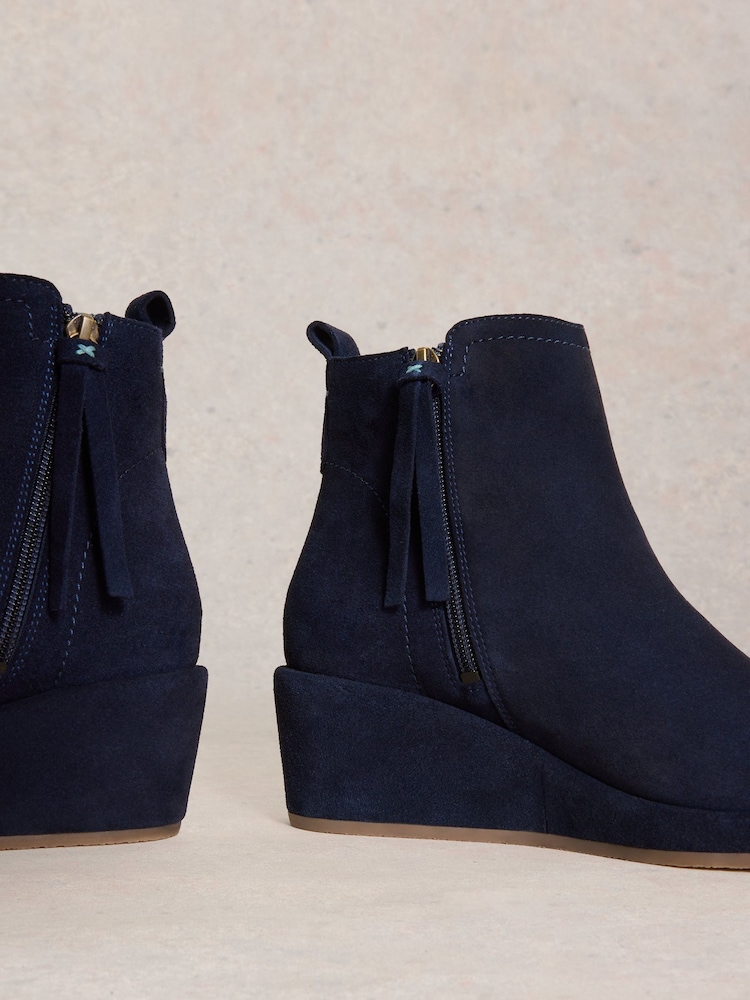 White Stuff Blue Luna Suede Wedge Ankle Boots - Image 4 of 4