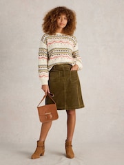 White Stuff Green Melody Organic Cord Skirt - Image 1 of 6