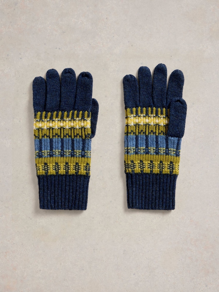 White Stuff Blue Rowan Fairisle Gloves - Image 2 of 2