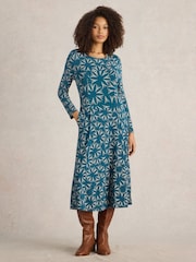 White Stuff Green Madeline Jersey Dress - Image 1 of 6