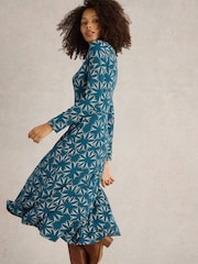 White Stuff Green Madeline Jersey Dress - Image 3 of 6