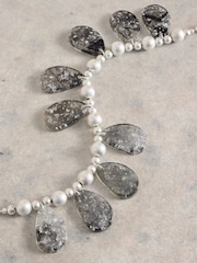 White Stuff Grey Daisy Resin Ribbon Necklace - Image 2 of 2