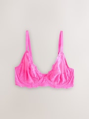 Pink/Green Non Pad Plunge DD+ Lace Bras 3 Pack - Image 3 of 6