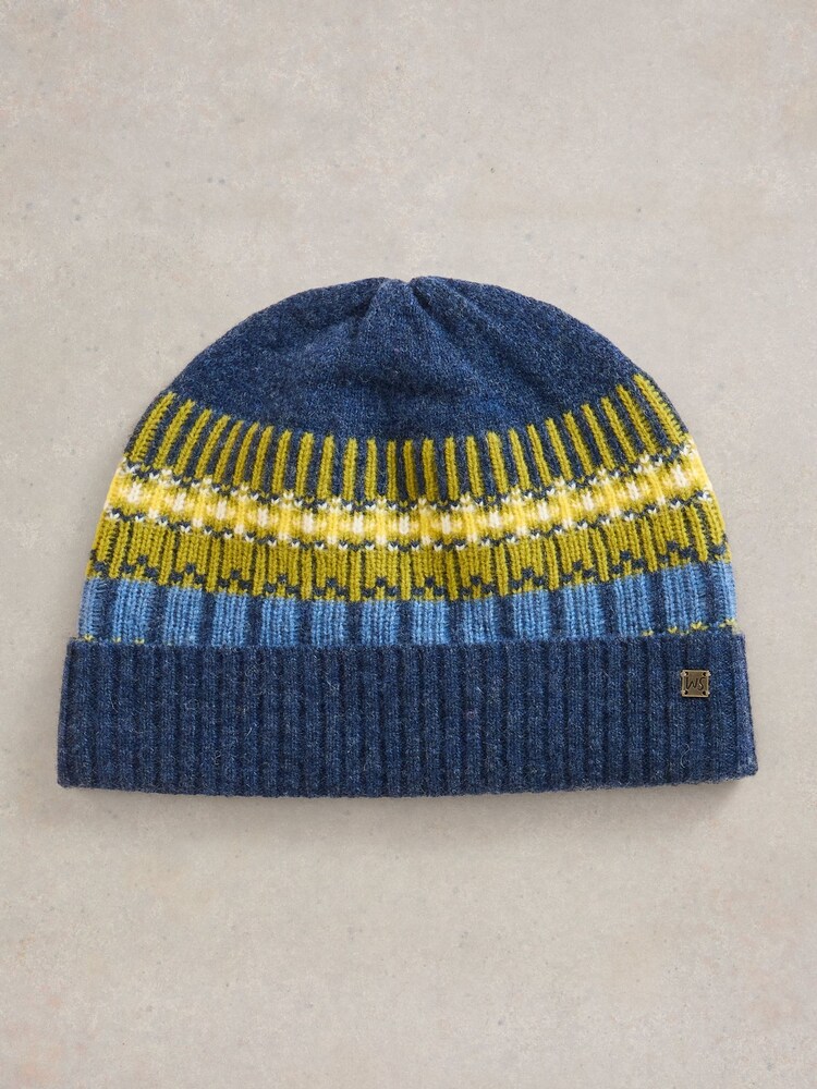 White Stuff Blue Rowan Fairisle Beanie - Image 1 of 2 White Stuff Blue Rowan Fairisle Beanie - Image 1 of 2