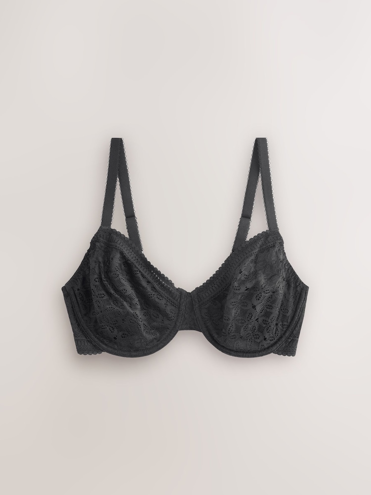 Negro/Blanco - DD+ Lace Non Pad Full Cup Minimiser Bras 2 Pack - Imagen 2 de 6