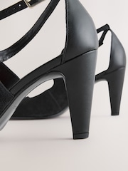 Black Leather Suede Forever Comfort® Cross-Over Point Toe Court Heels - Image 3 of 5