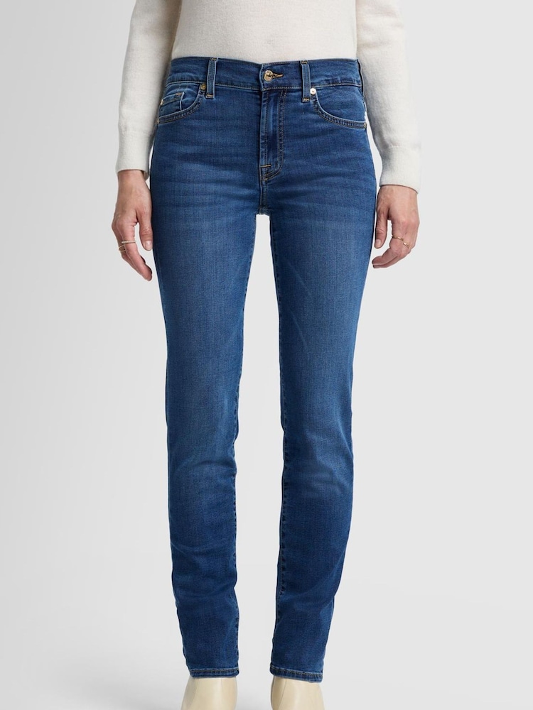 7 For All Mankind Mid Blue Roxanne Rise Slim Leg Jeans - Imagen 1 de 6