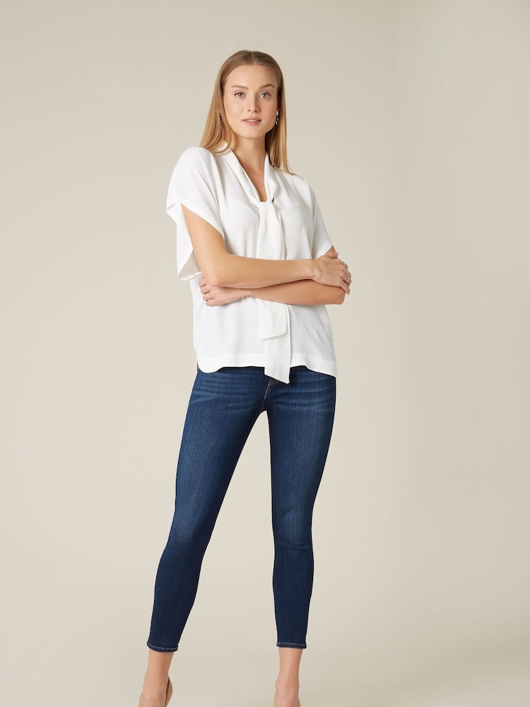 7 For All Mankind Dark Blue Aubrey High Rise Skinny Jeans - Image 2 of 3 7 For All Mankind Dark Blue Aubrey High Rise Skinny Jeans - Image 2 of 3
