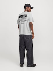 JACK & JONES Grey Retro Sport Back Print T-Shirt - Image 3 of 6