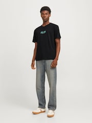 JACK & JONES Black 100% Cotton Japanese Floral Inspired Back Print T-Shirt - Image 3 of 8