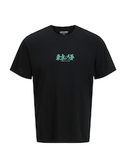 JACK & JONES Black 100% Cotton Japanese Floral Inspired Back Print T-Shirt - Image 5 of 8