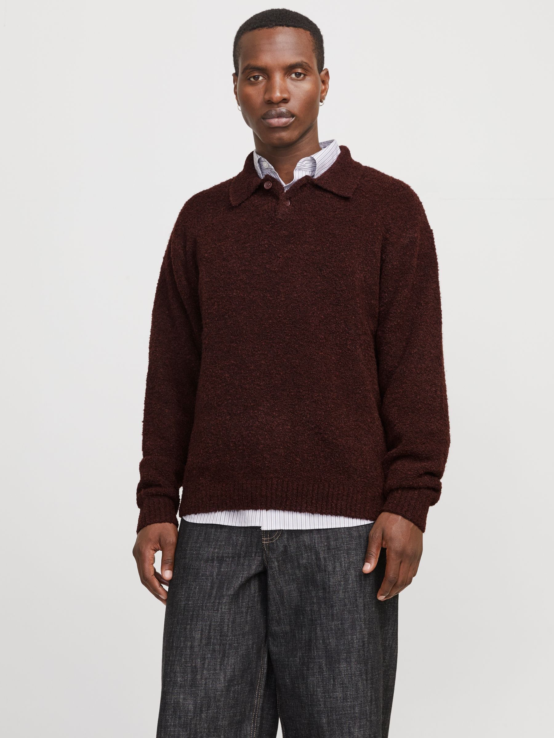 Buy JACK & JONES Purple Boucle Knitted Polo Jumper from Next USA Buy JACK & JONES Purple Boucle Knitted Polo Jumper from Next USA
