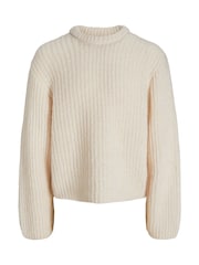 JACK & JONES White Chunky Ribbed Knit Crew Neck Jumper - Image 1 of 1