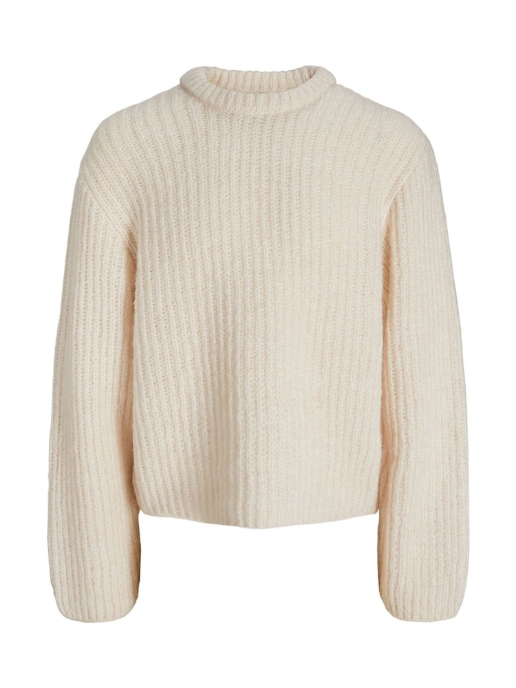 JACK & JONES White Chunky Ribbed Knit Crew Neck Jumper - Image 1 of 1
