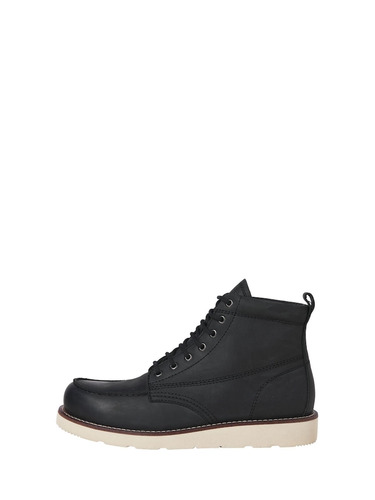 JACK & JONES Black Leather Boots - Image 1 of 4