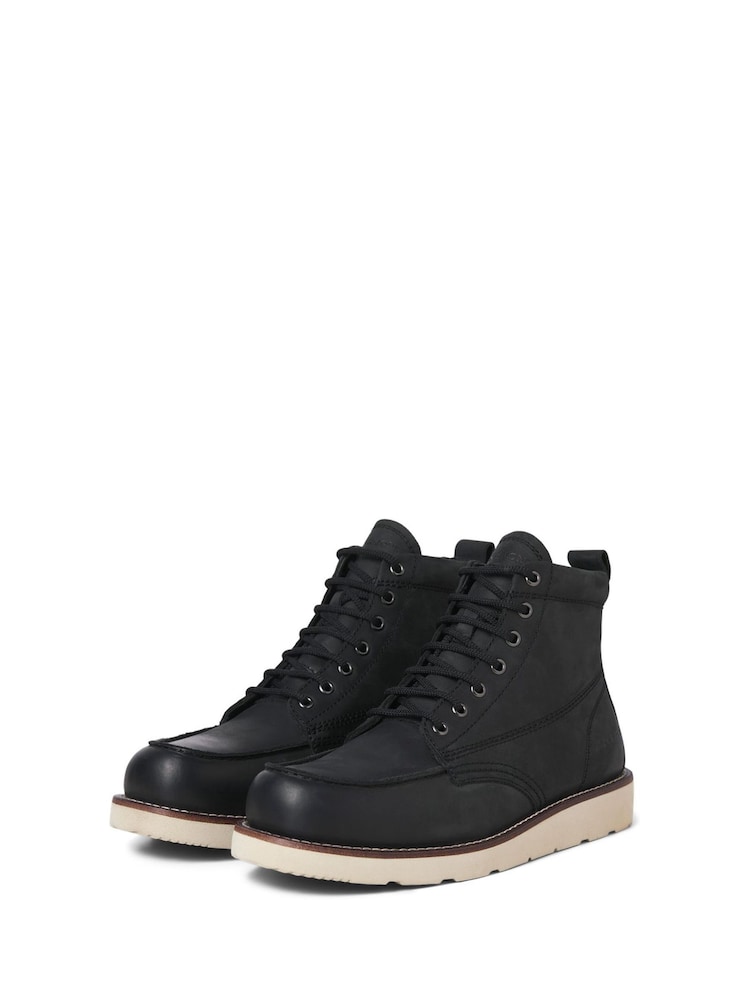 JACK & JONES Black Leather Boots - Image 2 of 4 JACK & JONES Black Leather Boots - Image 2 of 4