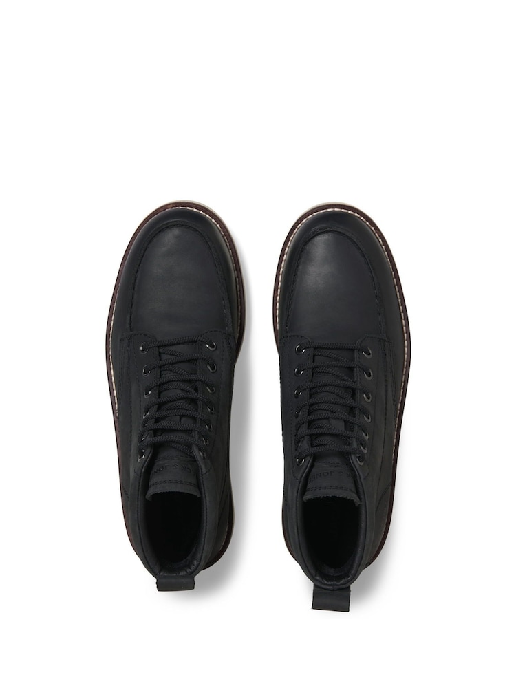 JACK & JONES Black Leather Boots - Image 3 of 4