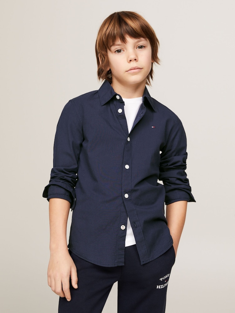 Tommy Hilfiger Blue Stretch Poplin Shirt - Image 1 of 7