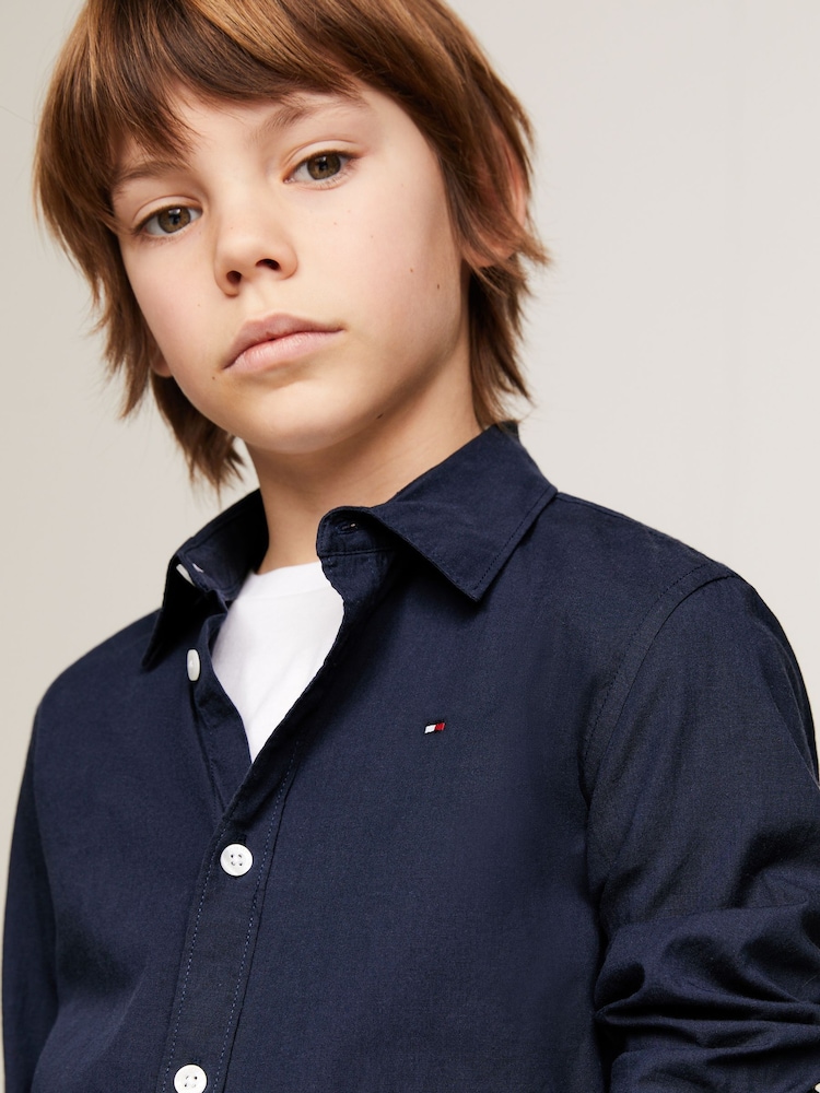 Tommy Hilfiger Blue Stretch Poplin Shirt - Image 4 of 7