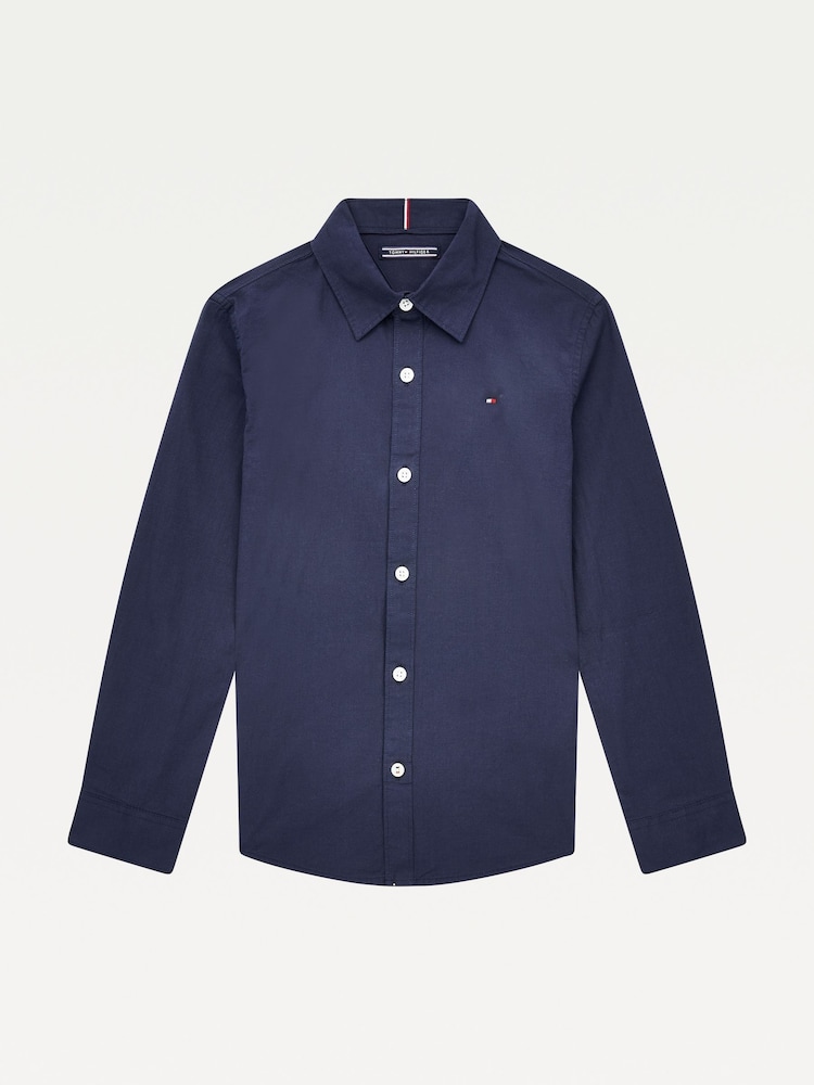 Tommy Hilfiger Blue Stretch Poplin Shirt - Image 6 of 7