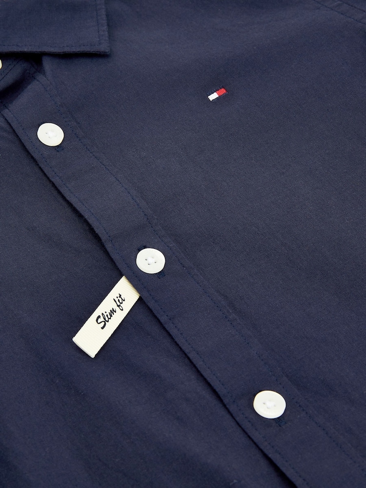 Tommy Hilfiger Blue Stretch Poplin Shirt - Image 7 of 7