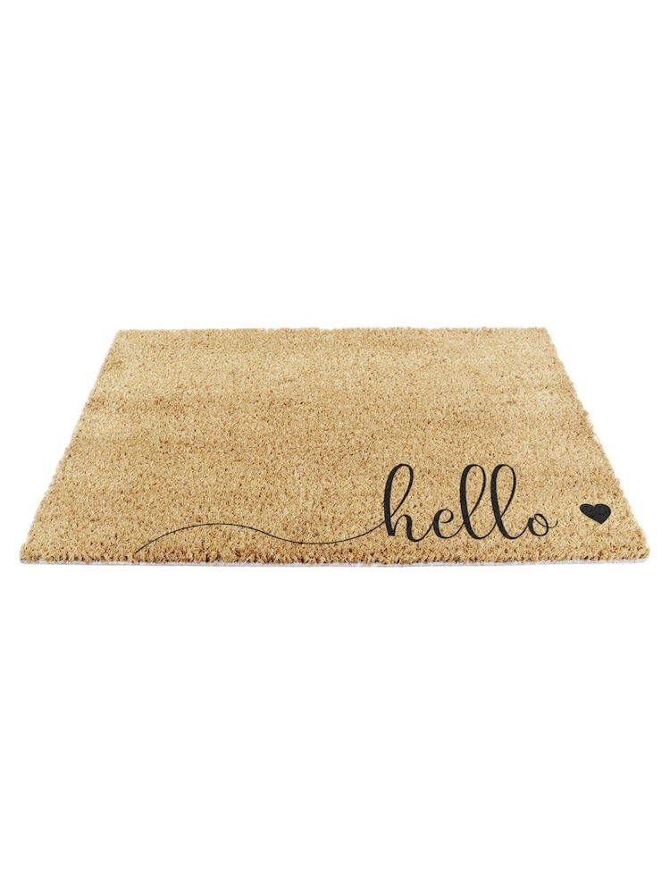 Artsy Mats Natural and Black Hello Scribble Heart Doormat - Image 11 of 12