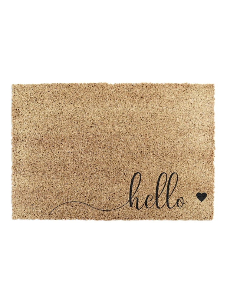 Artsy Mats Natural and Black Hello Scribble Heart Doormat - Image 7 of 12
