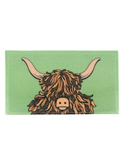 Artsy Mats Green Highland Cow Doormat - Image 2 of 3